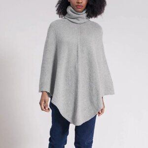 Captiva Cashmere Turtleneck Cashmere Poncho Grey One Size
